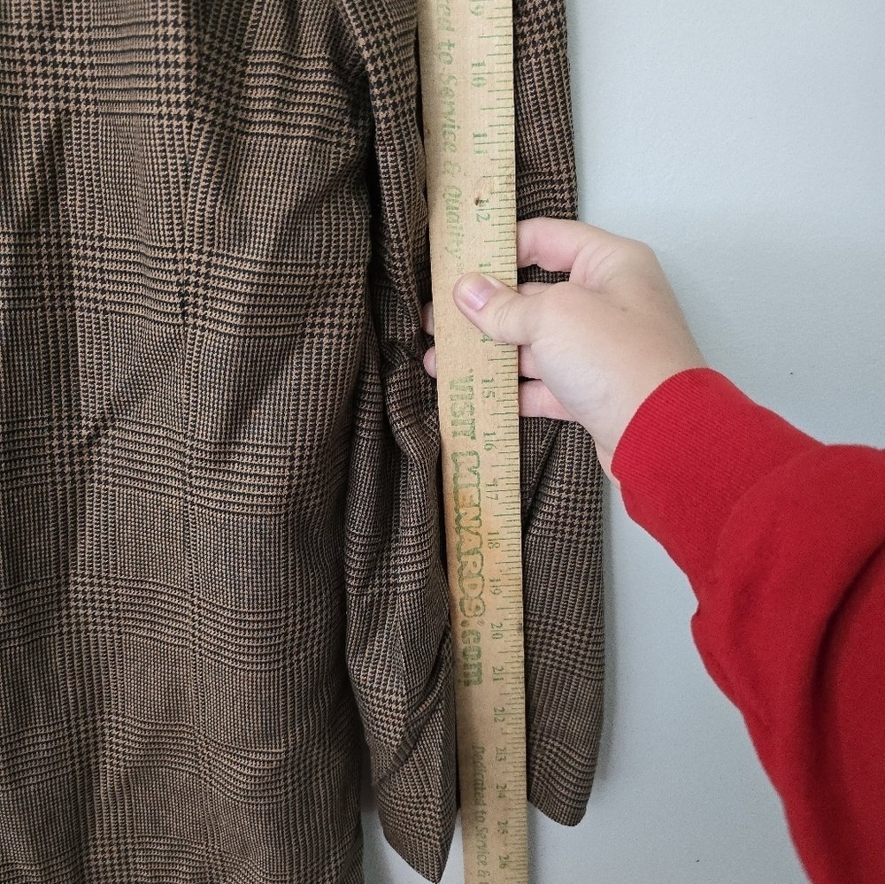 Bachrach Brown Pin Striped Houndstooth Silk Wool  Blazer Suit Jacket Size 42 R - Picture 7 of 11